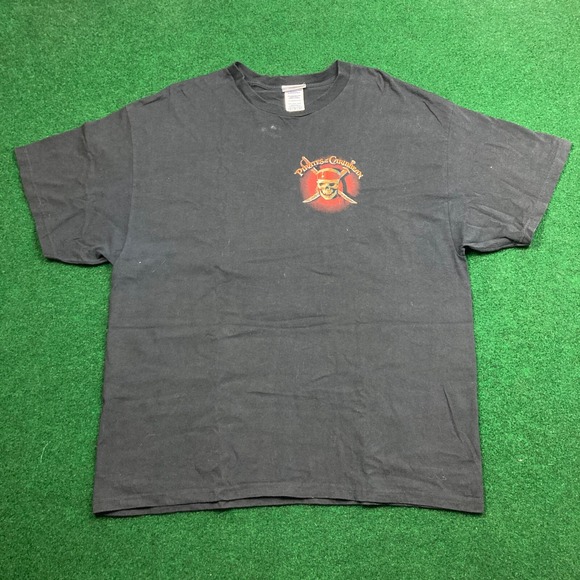 Vintage Pirates Of The Caribbean Shirt Mens XXL Black Logo Skeleton Crew Y2K Tee - Picture 2 of 11